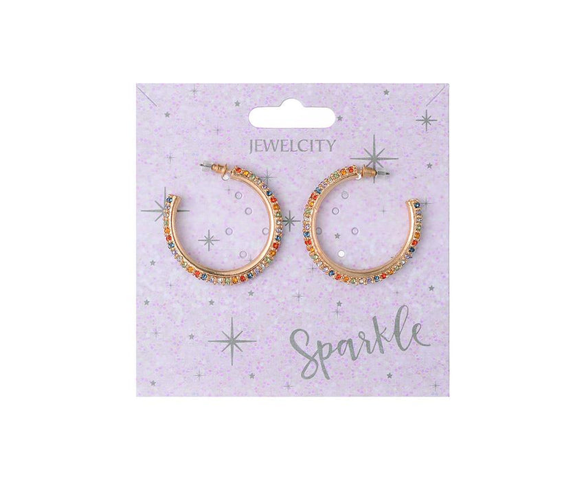 Large gem stone hoop earrings